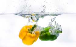 Water splashing peppers